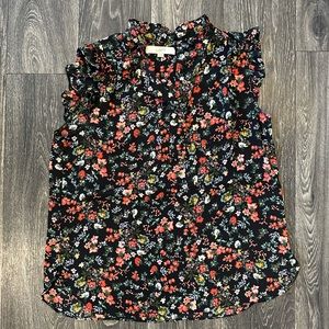 Loft Medium Black Floral sleeveless blouse